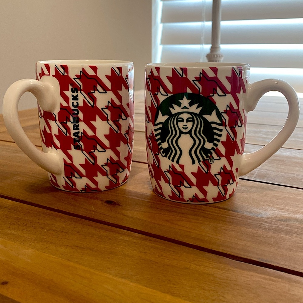 Set of Starbucks Mermaid Siren Coffee Mug Cups 2017 Red/White Hounds tooth